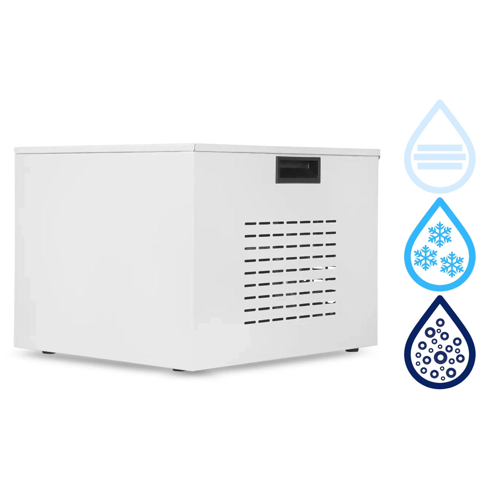 FlowCare TOWER 60U — niska biała obudowa podblatowa, ujęcie z góry pod kątem