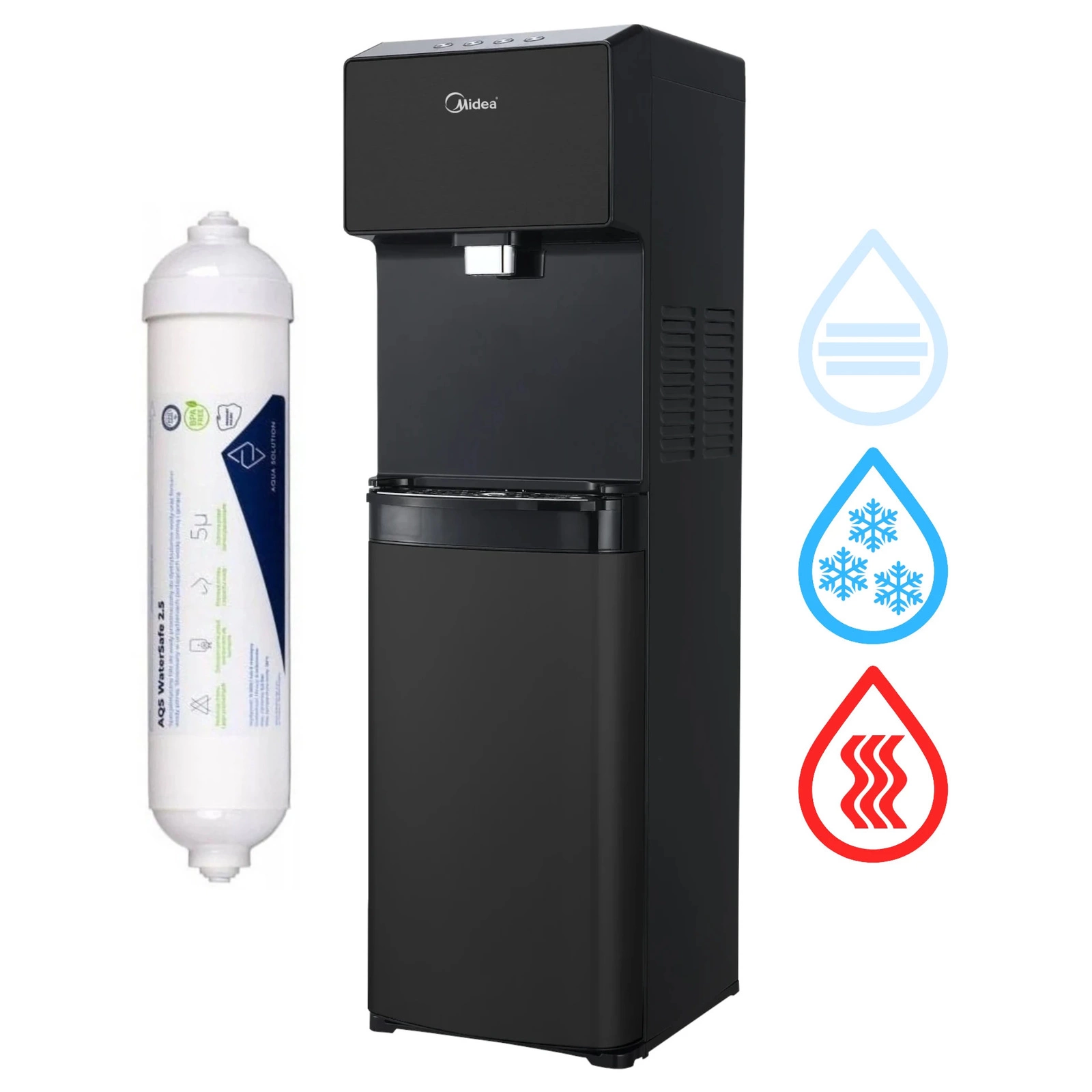 Midea JS1844S BLACK — czarna obudowa z wkładem filtrującym w zestawie