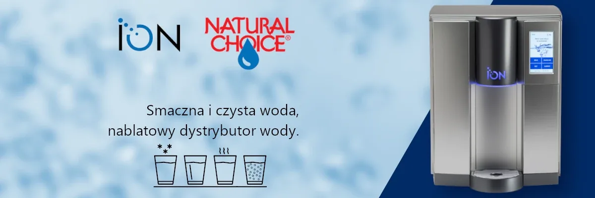 Baner Natural Choice ION400 — srebrny nablatowy dystrybutor wody z ekranem dotykowym